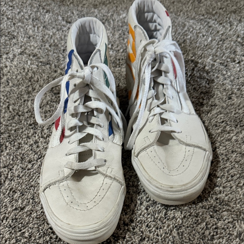 Vans Kids High-Top Sneakers - White with Colorful Accents